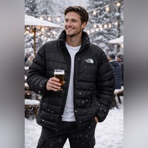 The North Face Mens Black Goose Down Insulated Winter Puffer Jacket